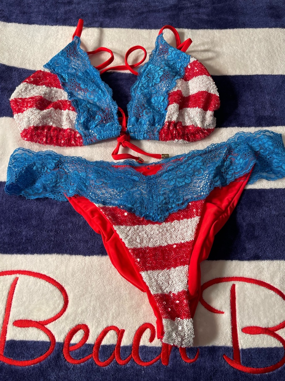 4th of July beach bunny bikini DD top, XL bottoms - Picture 5 of 12